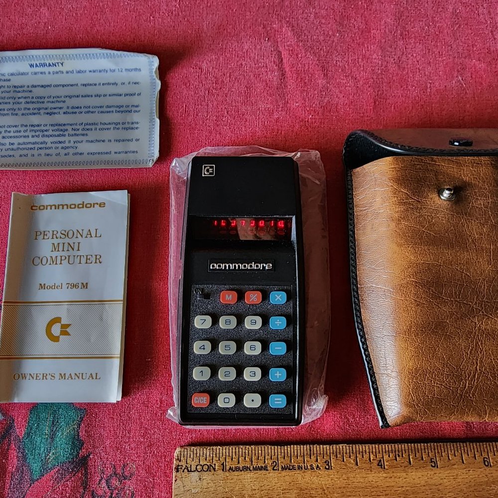 Vintage Commodore Electronic Calculator 796M Red LED w Case Unused England 1976